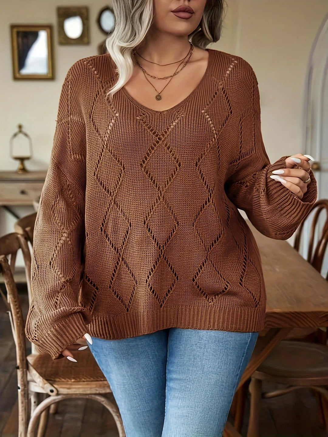 Women's plus-size oversized knit sweater – Marietta