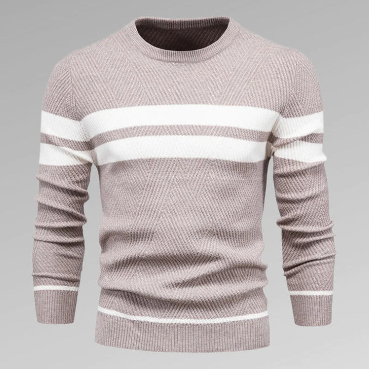 Men's striped knit pullover with round neckline – Fabio