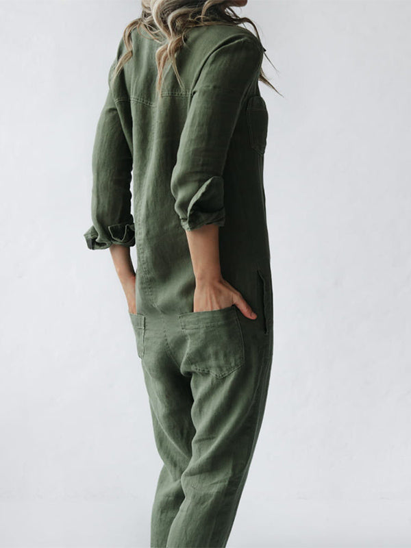 Casual Fall Jumpsuit – Liv | 100% Cotton, with practical pockets