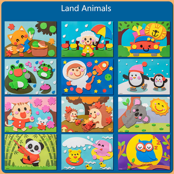 3D Animal Sticker Set - Fantasy Flora-Land Animals-12 Pieces-Nora Luxe