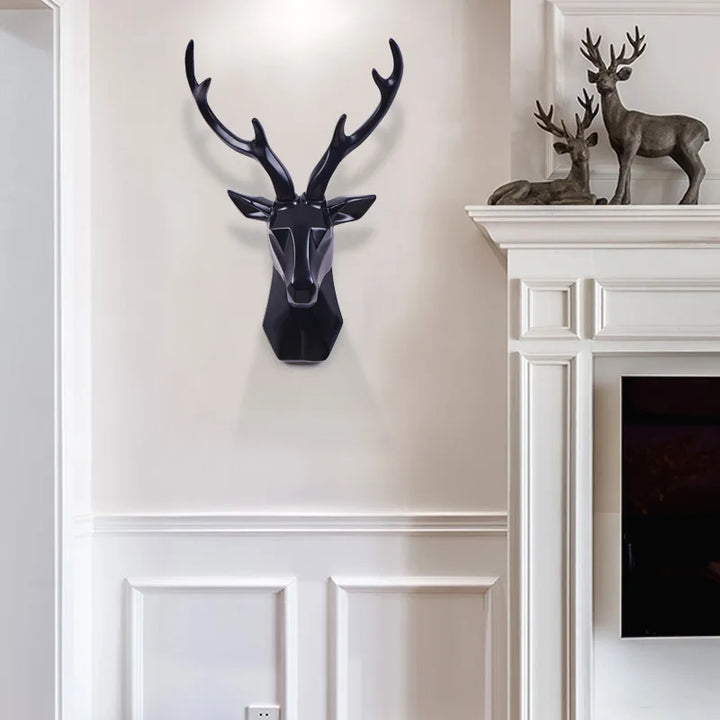 3D Deer Head Sculpture for a Majestic Atmosphere - RegalDeer-Black-D11.81 x H17.72 inches-Nora Luxe