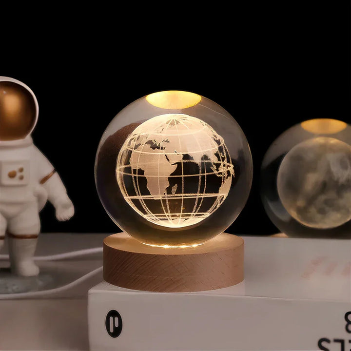 3D Engraved Crystal Sphere - Celestia-Earth-Nora Luxe