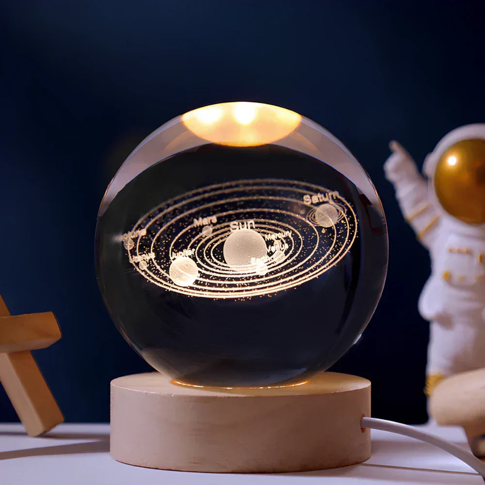 3D Engraved Crystal Sphere - Celestia-Solar system-Nora Luxe