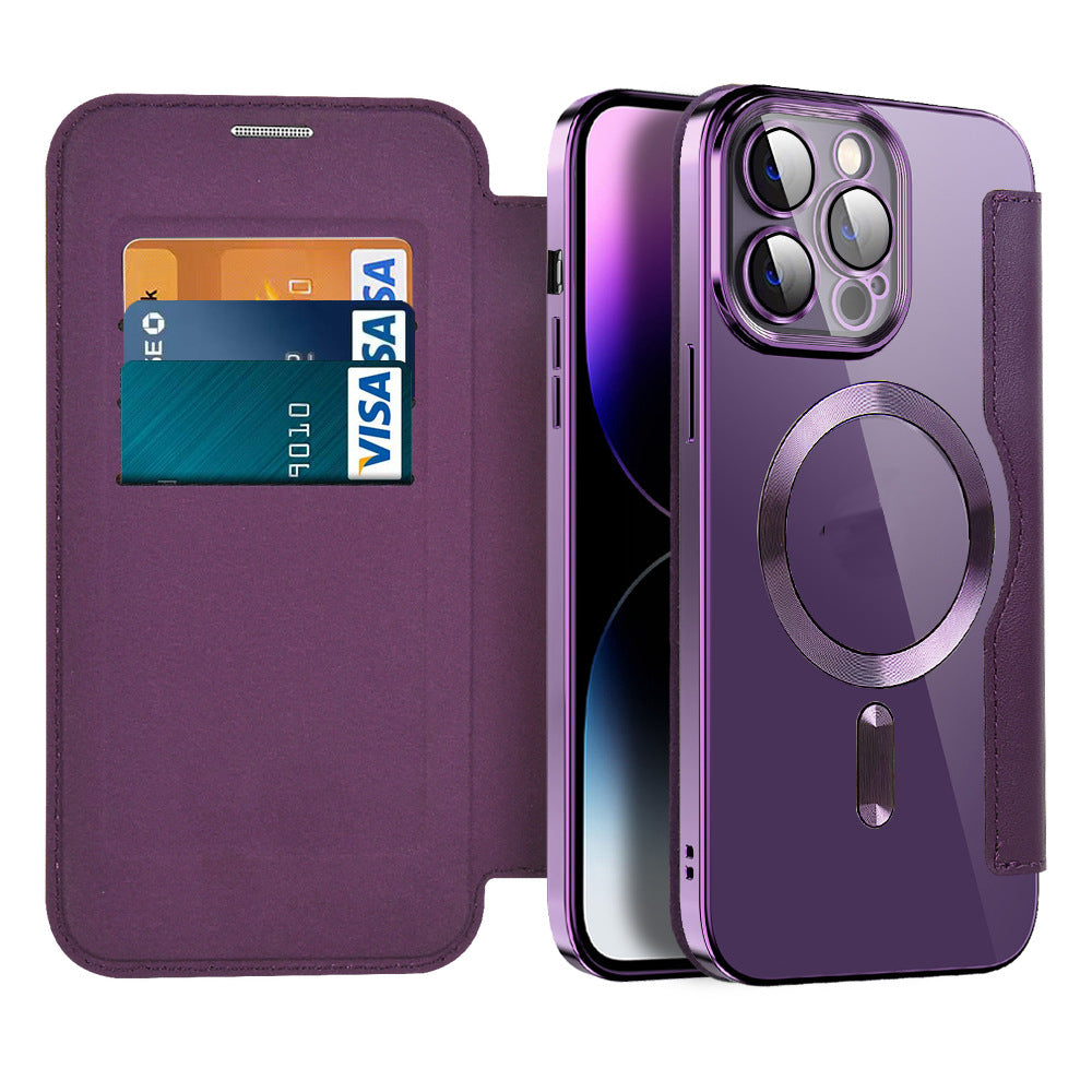 Leather Flip Case with Magnetic Adsorption & RFID Protection – Valtrix (1+1 FREE)