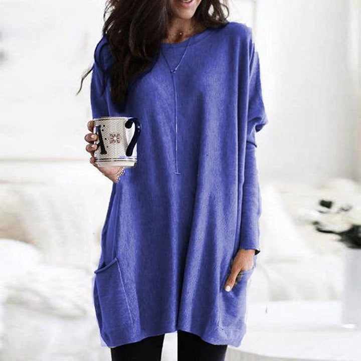 Oversized women's autumn sweater with pockets – Yara