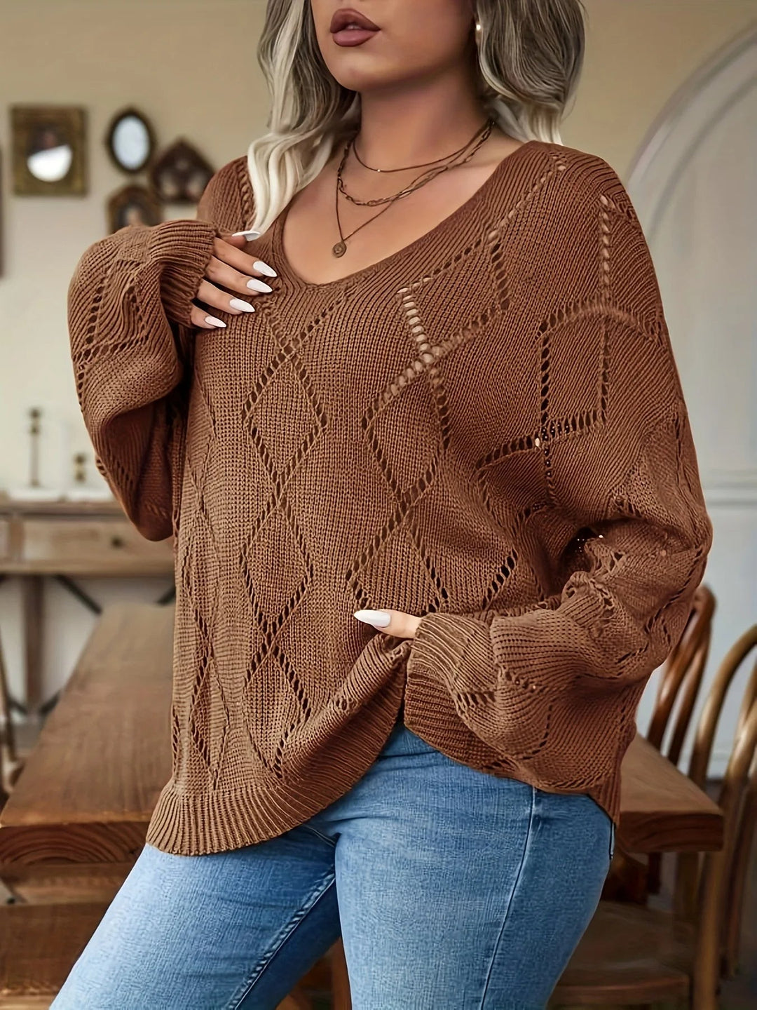 Women's plus-size oversized knit sweater – Marietta