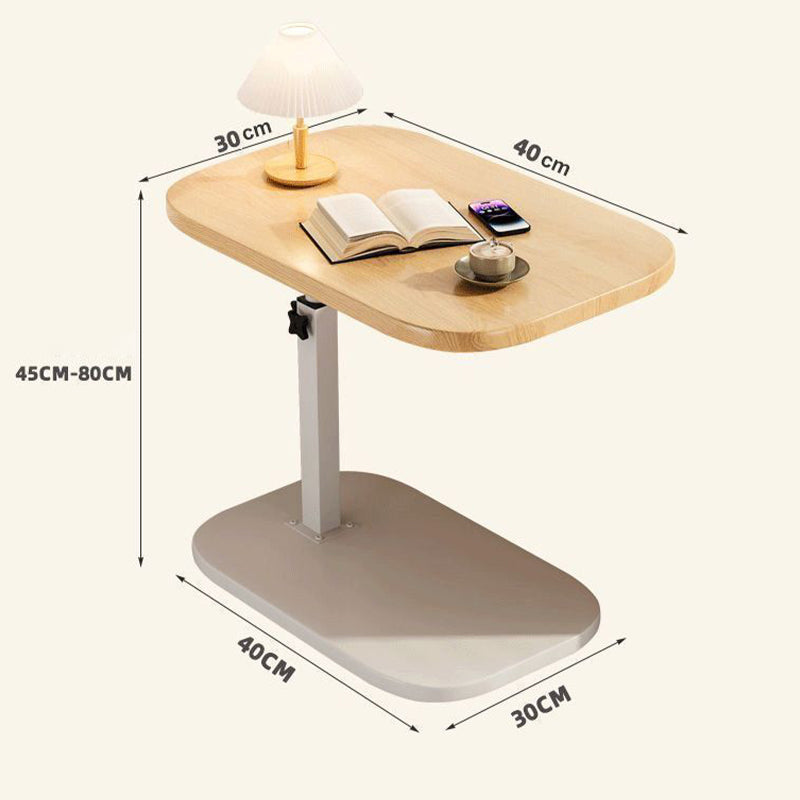 Black rolling laptop desk detail with dimensions shown