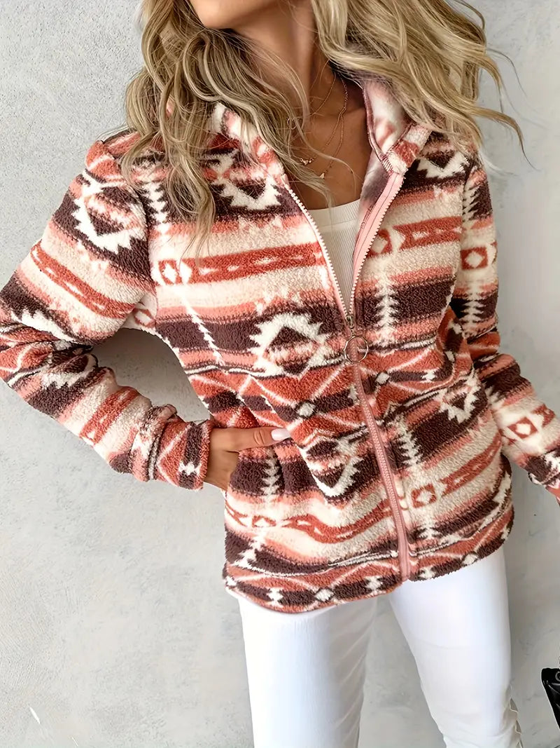 Ladies' Teddy Vest with Aztec Pattern – Nayeli
