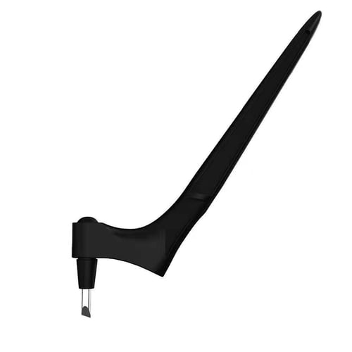 Black version of the swivel-blade craft knife on a plain white background, shown from the side with the blade pointing down. 9
