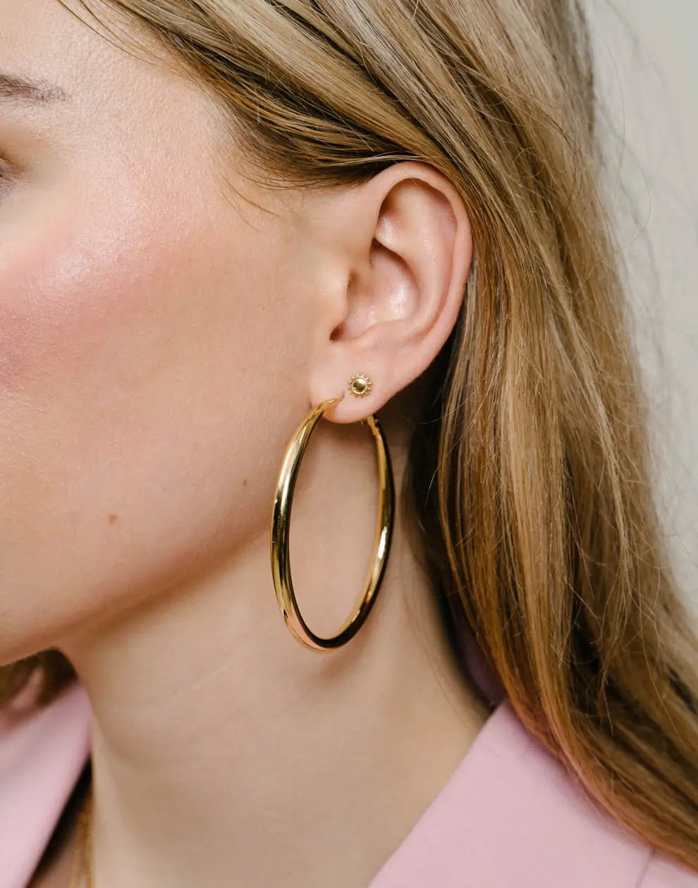 60mm Diameter Gold-Plated Hoop Earrings-Nora Luxe