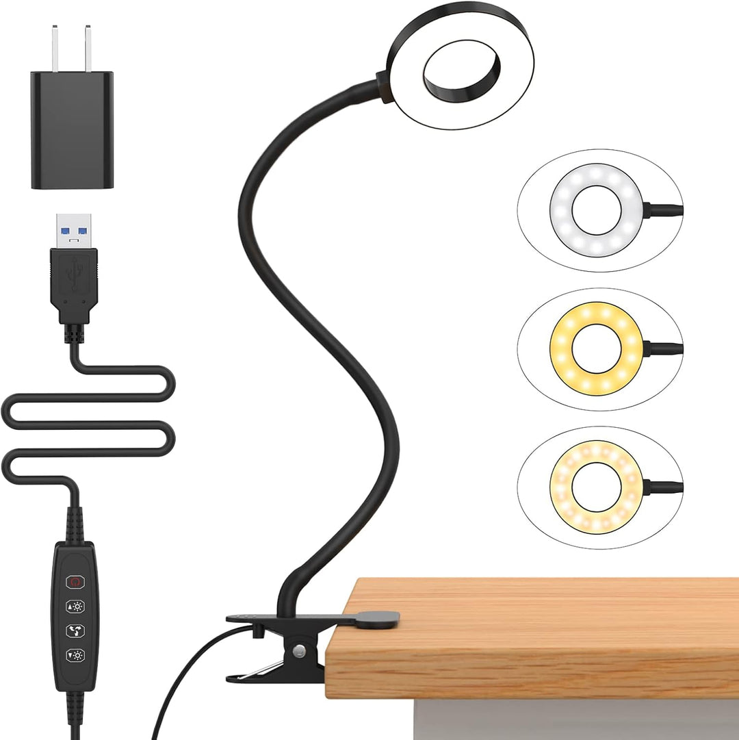 3 Color Modes LED Desk Clamp Lamp with  & Flexible Gooseneck – Selvara (1+1 FREE)