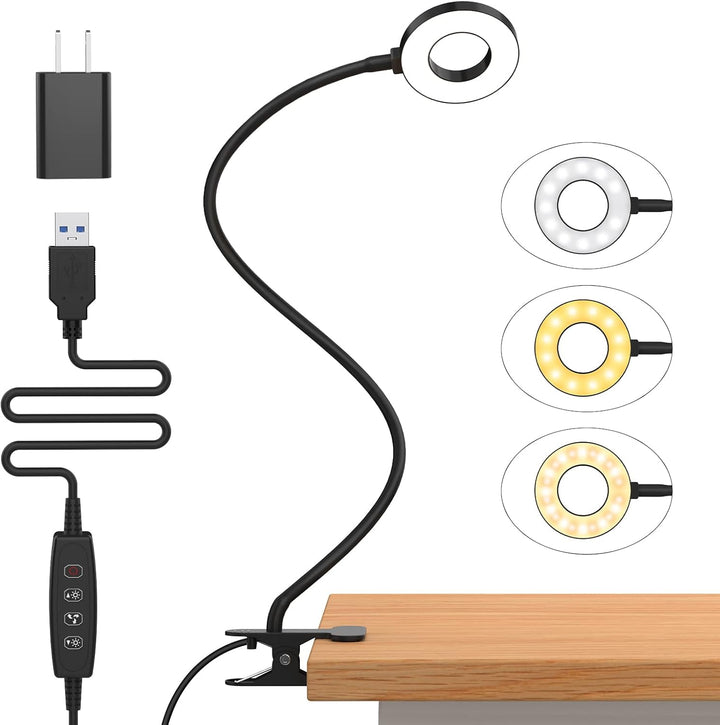 3 Color Modes LED Desk Clamp Lamp with  & Flexible Gooseneck – Selvara (1+1 FREE)
