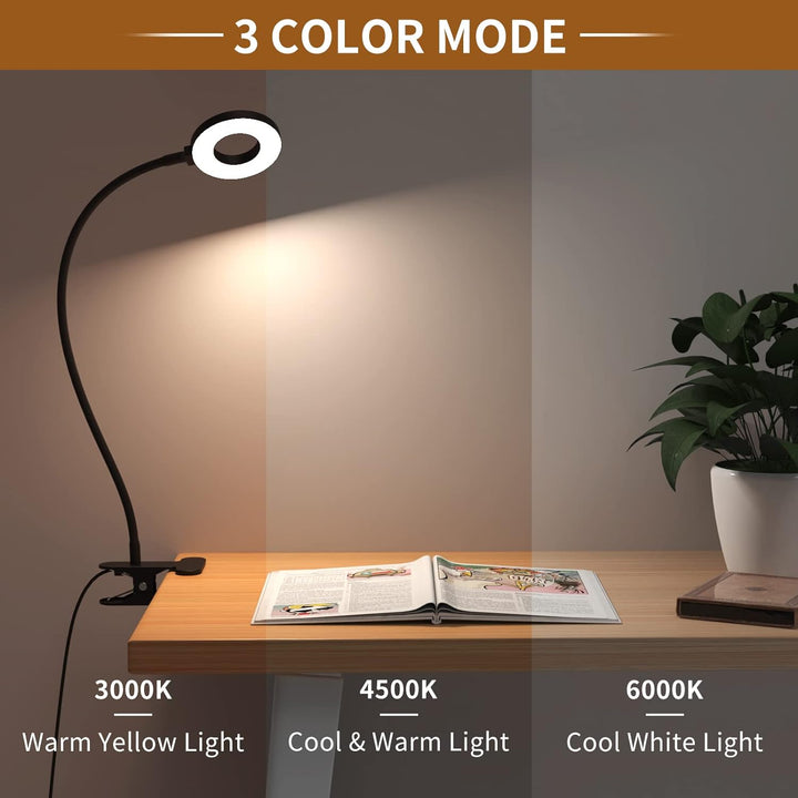 3 Color Modes LED Desk Clamp Lamp with  & Flexible Gooseneck – Selvara (1+1 FREE)