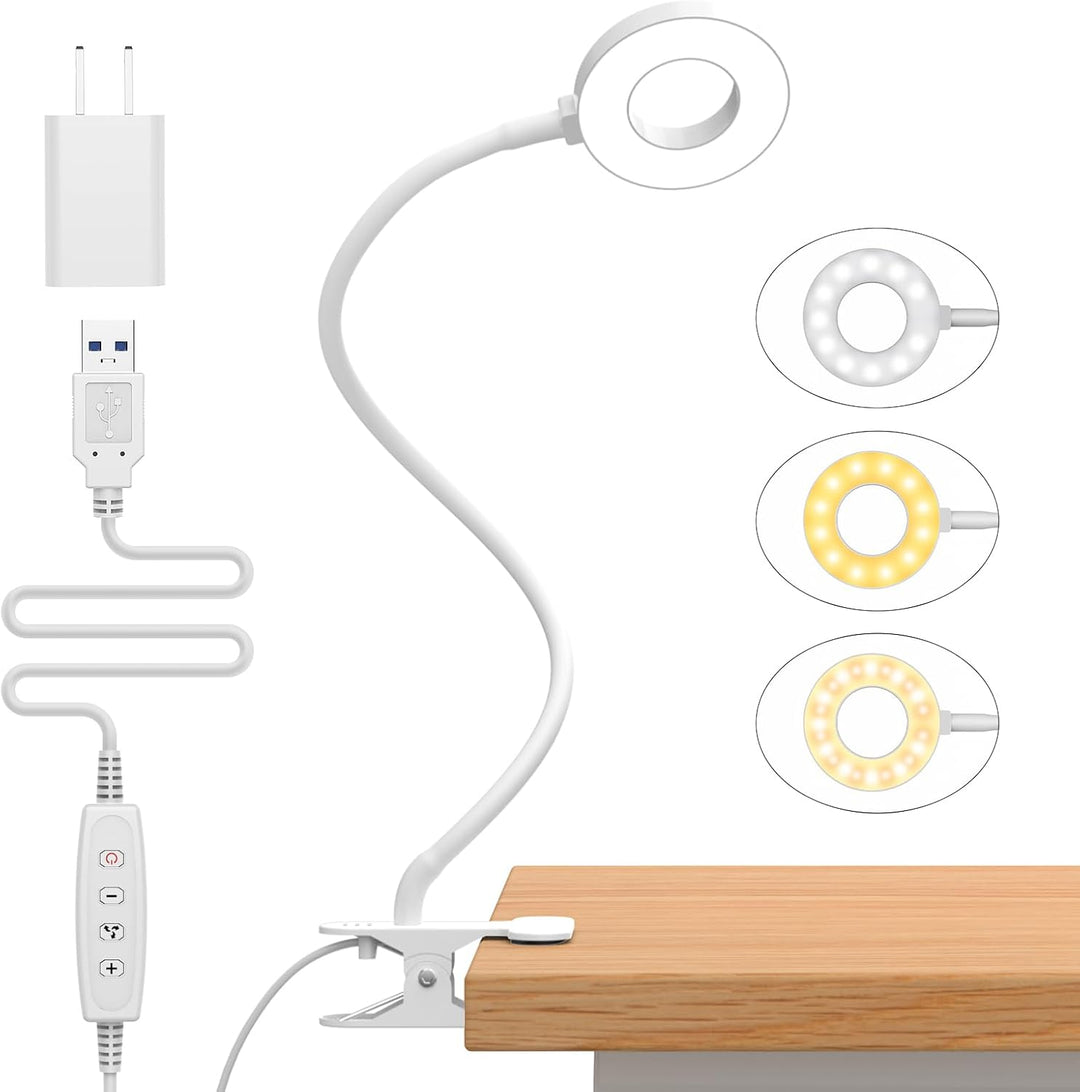 3 Color Modes LED Desk Clamp Lamp with  & Flexible Gooseneck – Selvara (1+1 FREE)