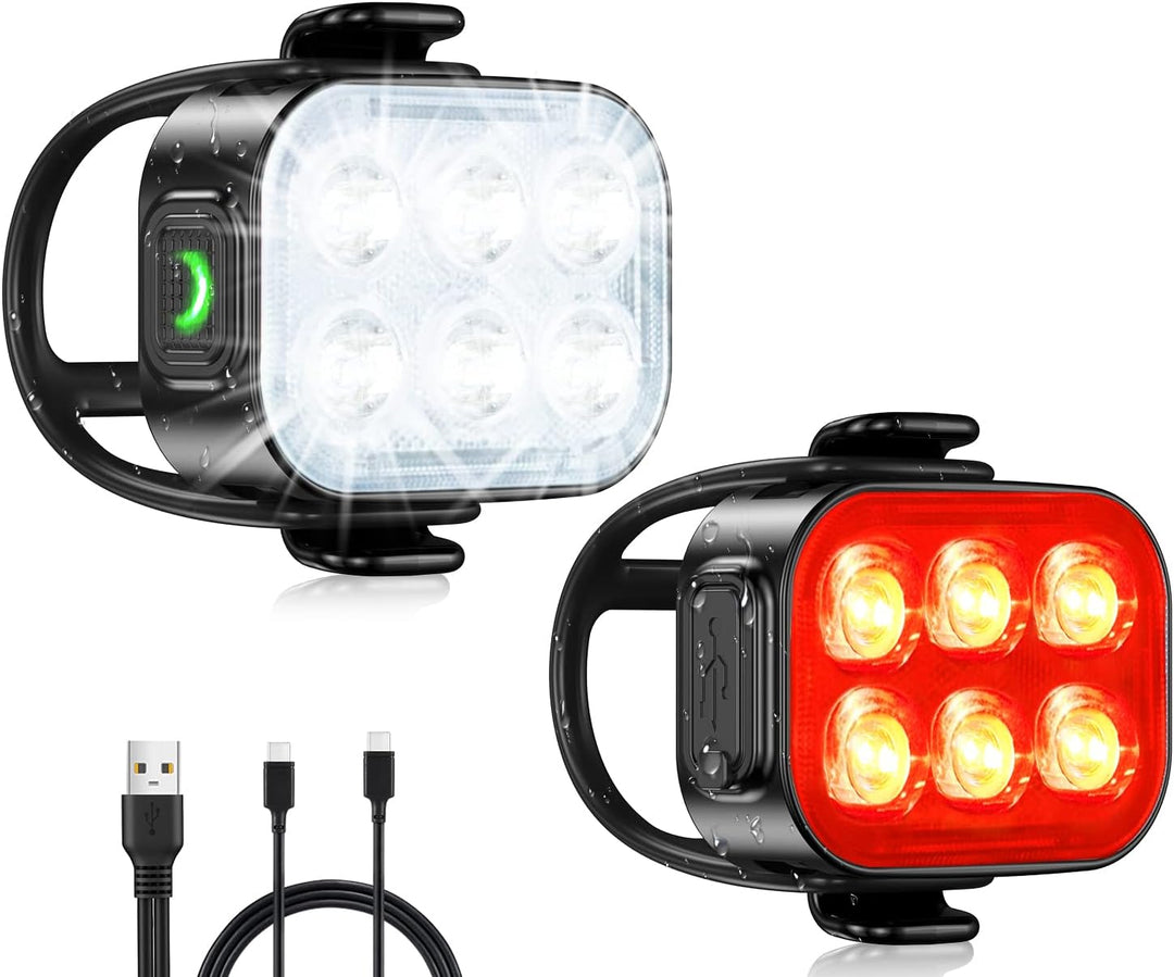 Ultra Slim USB Rechargeable Bike Light Set with 4+6 Modes – SlimBeam