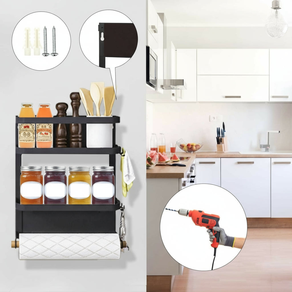 Magnetic Fridge Spice Rack with Paper Towel Holder – Oryden
