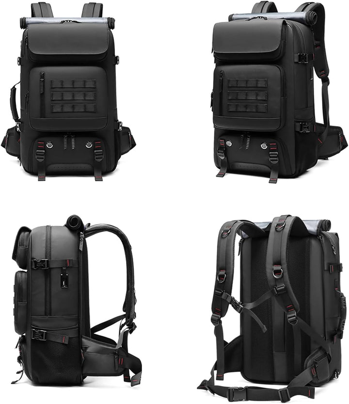 50L Waterproof Travel Backpack with Shoe Compartment & USB Port