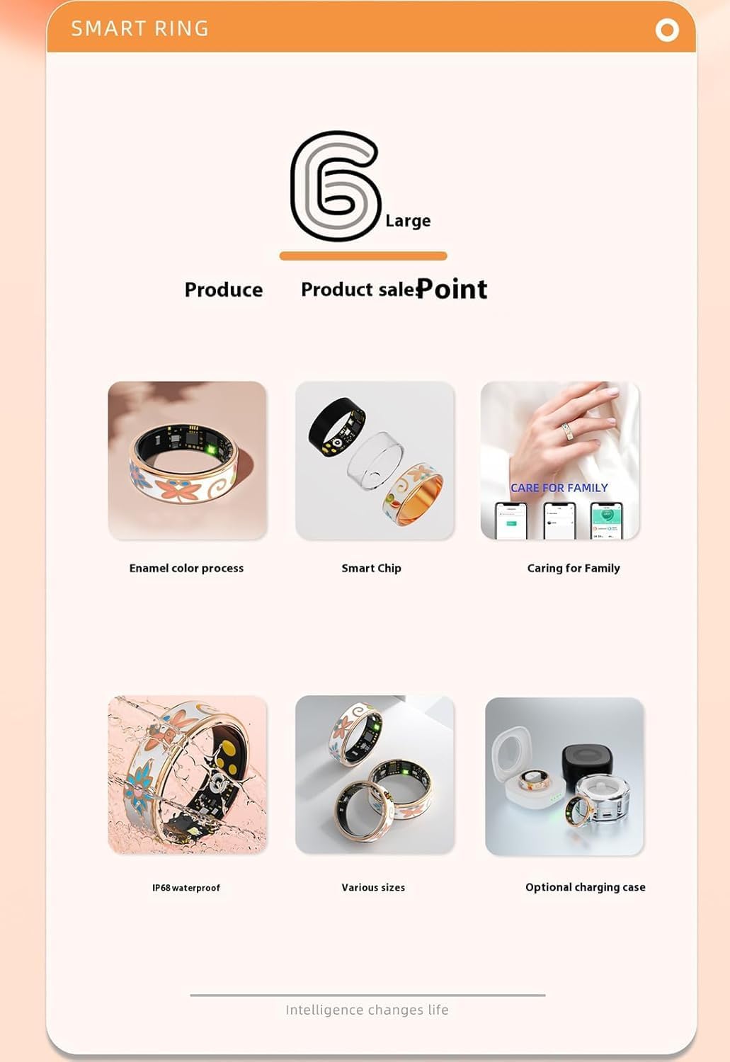 Smart Enamel Wellness Ring – Fitness & Sleep Tracker for iOS & Android – Aurina