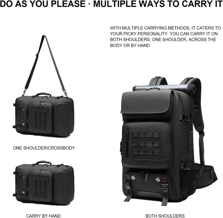 50L Waterproof Travel Backpack with Shoe Compartment & USB Port