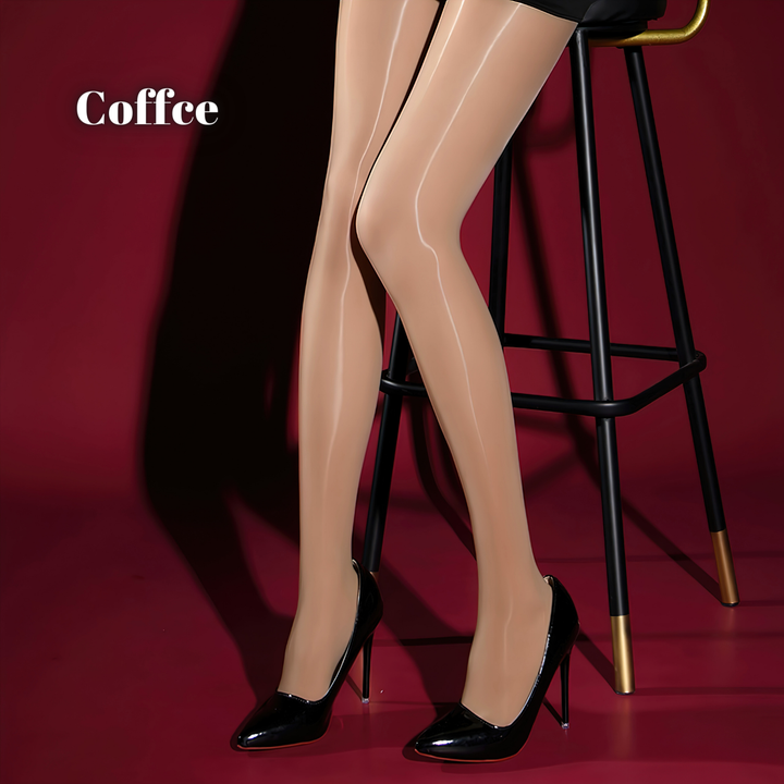 Coffee sculpting leggings in another view with black high heels.