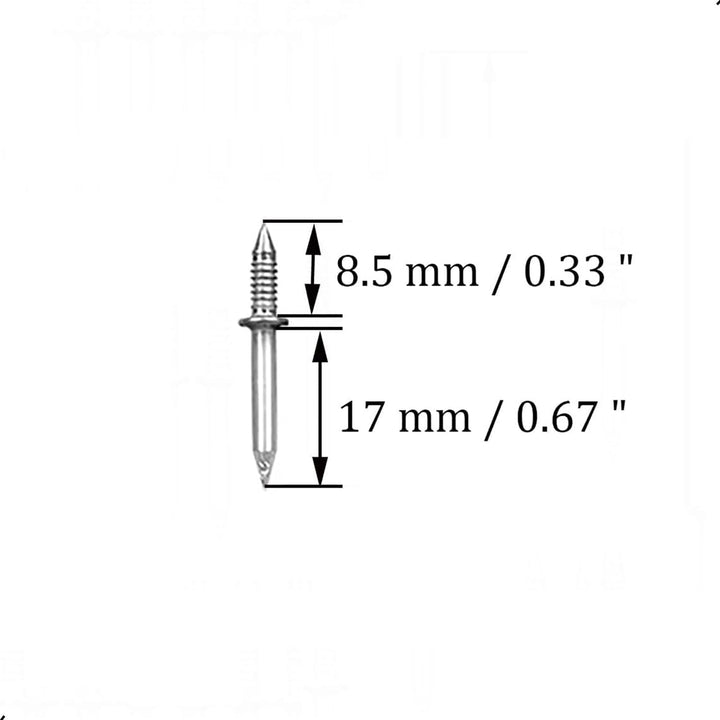 Diagram of a single double-head nail with measurements.