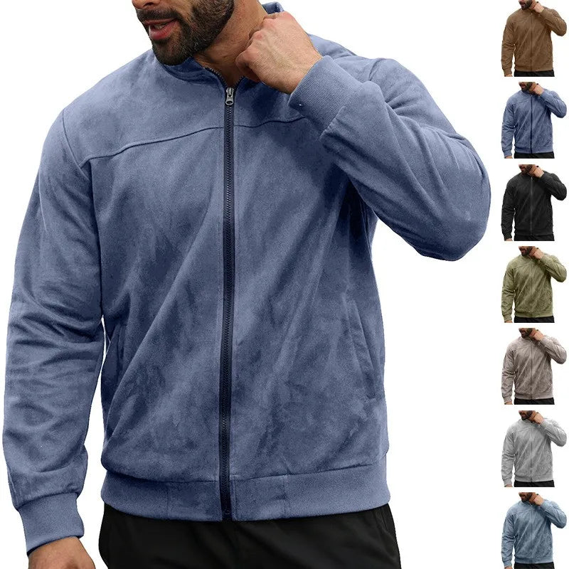 Man in a blue zip-up jacket with a column of small thumbnails showing the other available colors 6