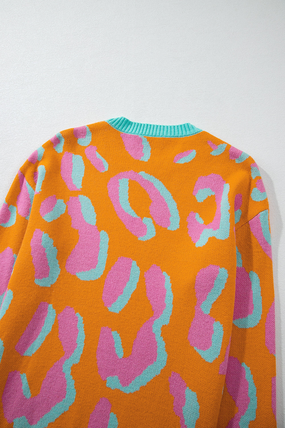 Ladies' Sweater With Color Block Leopard Print And Round Neck - Liora
