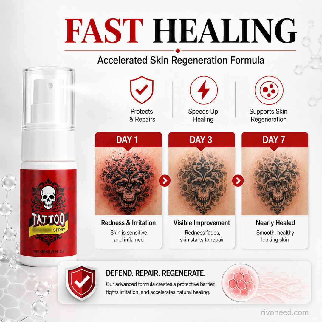 Tattoo Hydration Mist for Bold, Vibrant Ink Every Day in a tattoo healing comparison detail.
