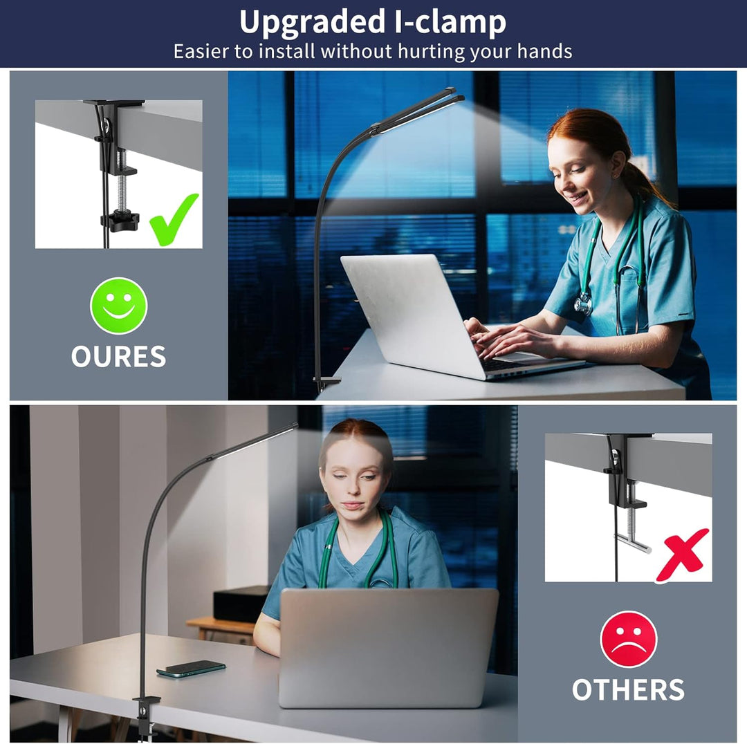 77 LED Desk Clamp Lamp with 27.6 in Flexible Gooseneck – Ravien