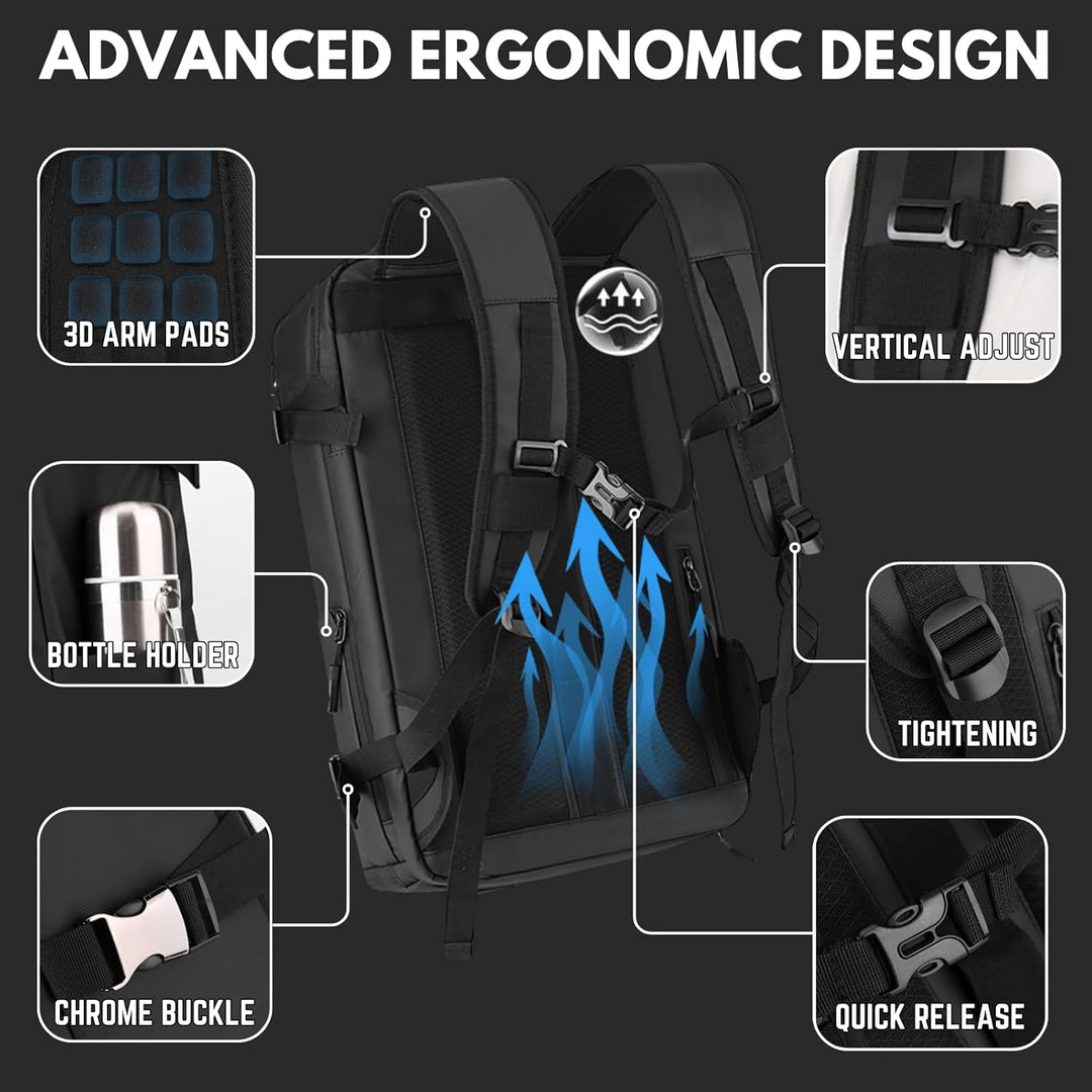 15” (38.1 cm)Waterproof Laptop Backpack with Side-Open Design & USB-C Port – TrekPro Series