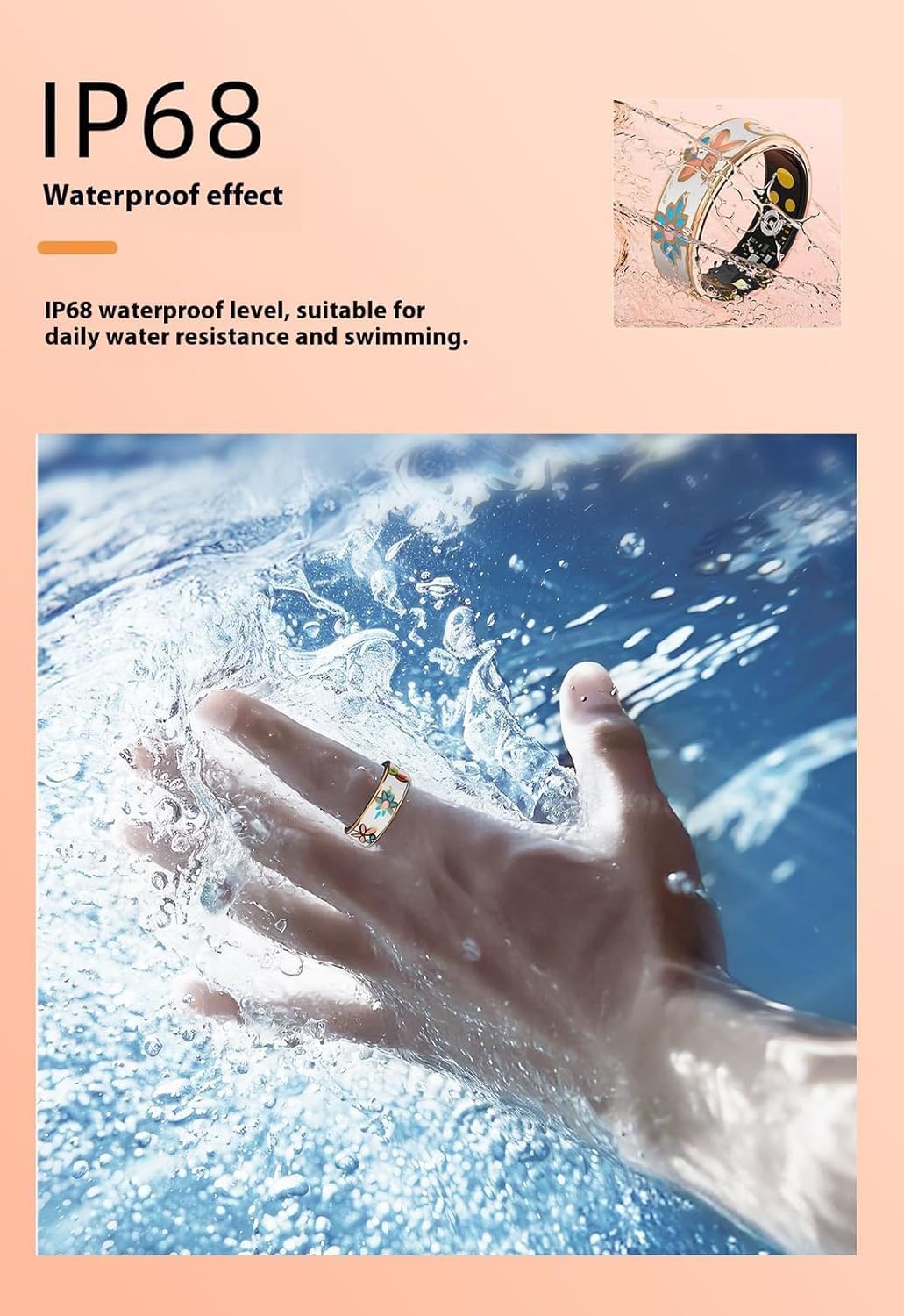 Smart Enamel Wellness Ring – Fitness & Sleep Tracker for iOS & Android – Aurina