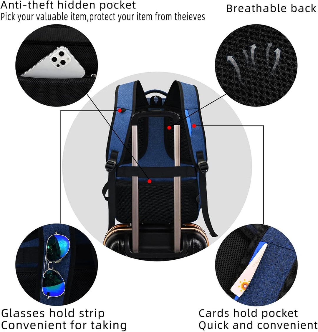 Water-Resistant Travel Laptop Backpack with USB Port & Organised Storage