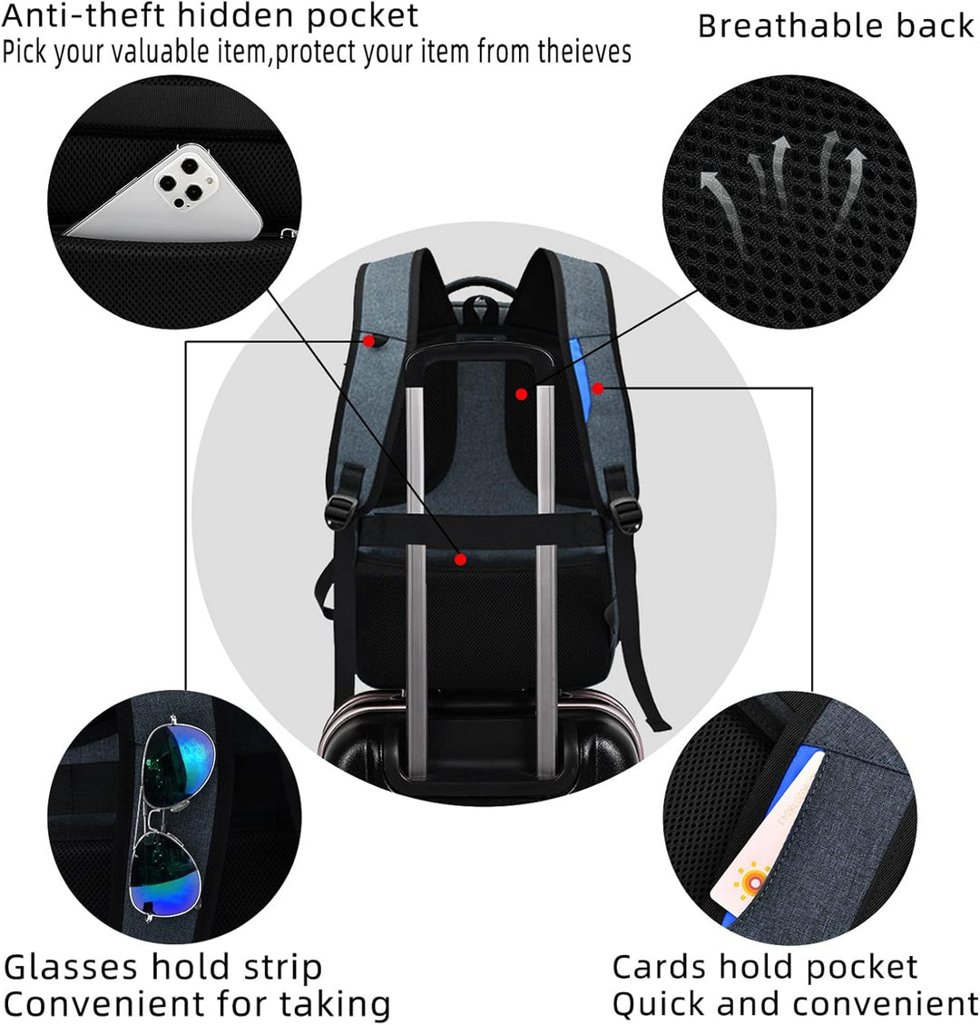Water-Resistant Travel Laptop Backpack with USB Port & Organised Storage