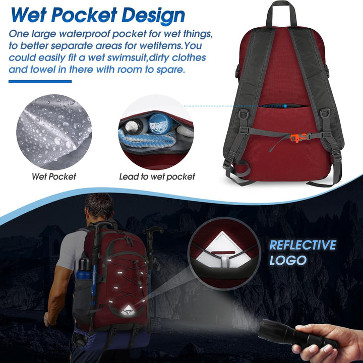 AA OUT OF STOCK 40L Waterproof Hiking & Camping Backpack – Lightweight & Packable
