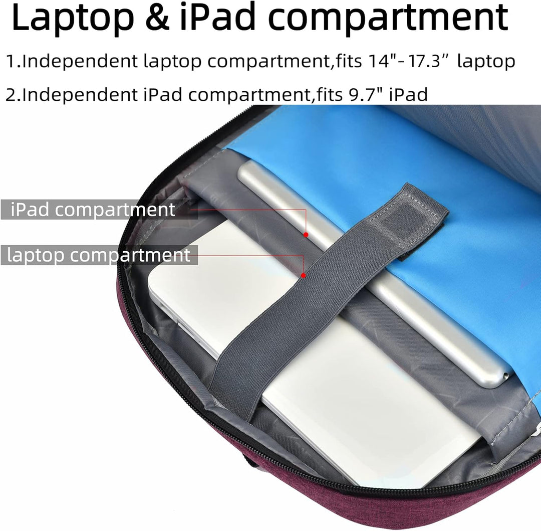 Water-Resistant Travel Laptop Backpack with USB Port & Organised Storage