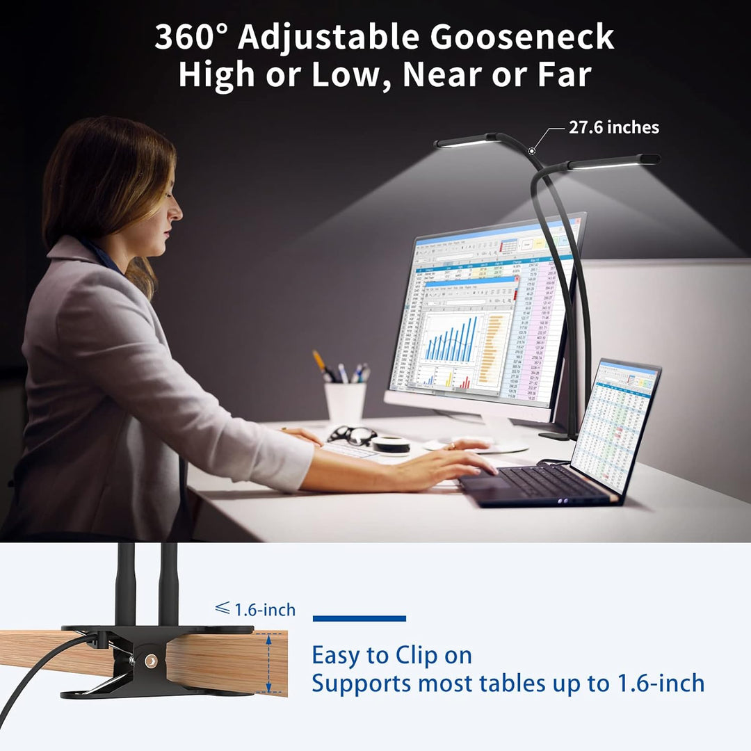 77 LED Desk Clamp Lamp with 27.6 in Flexible Gooseneck – Ravien