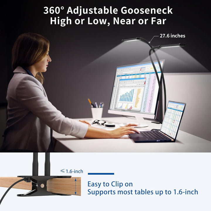 77 LED Desk Clamp Lamp with 27.6 in Flexible Gooseneck – Ravien