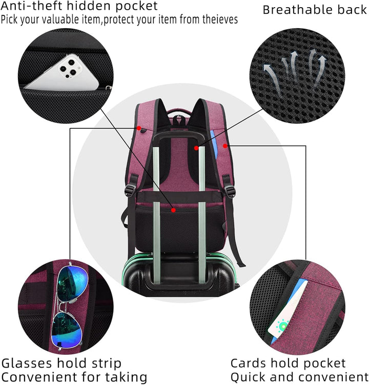 Water-Resistant Travel Laptop Backpack with USB Port & Organised Storage