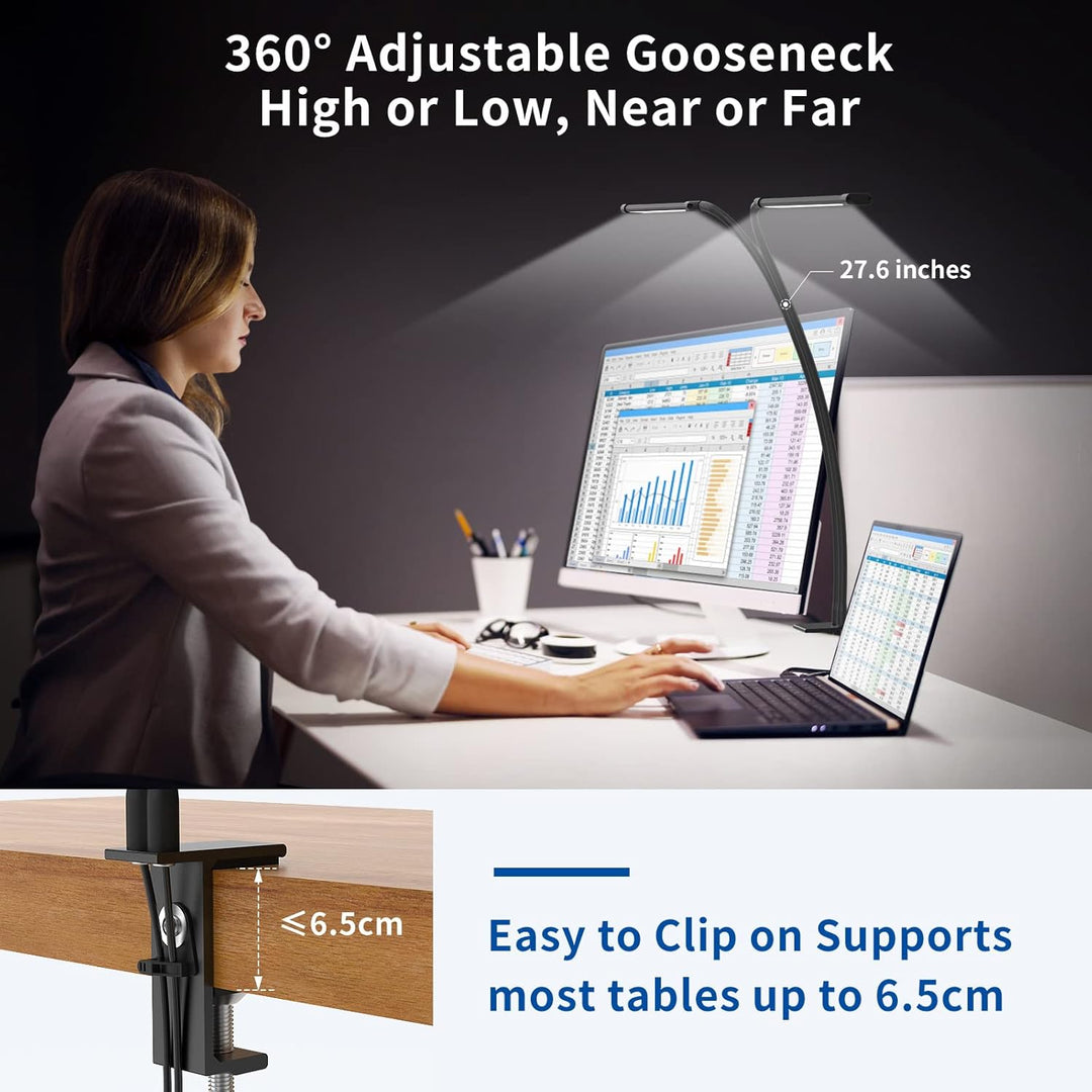 77 LED Desk Clamp Lamp with 27.6 in Flexible Gooseneck – Ravien