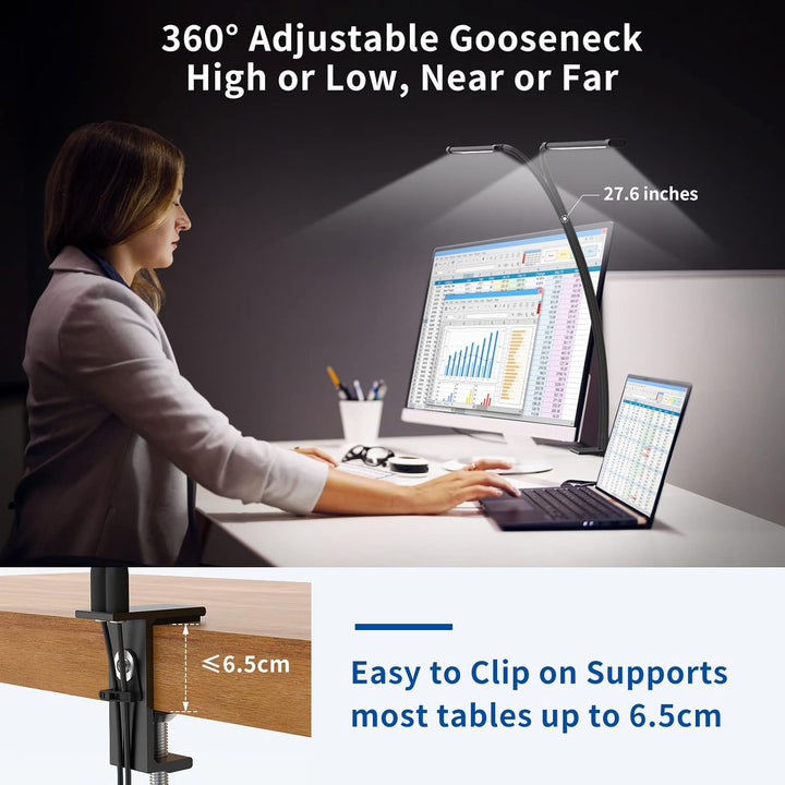 77 LED Desk Clamp Lamp with 27.6 in Flexible Gooseneck – Ravien