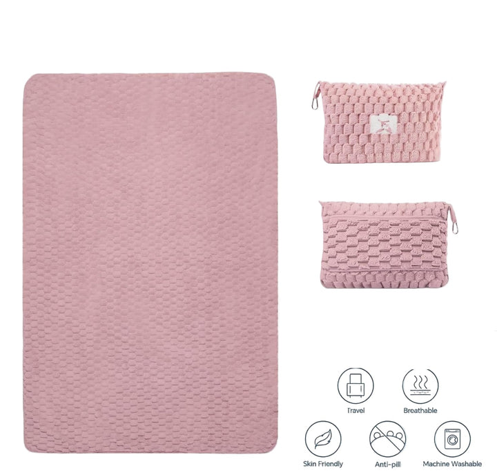 Packable Flannel Travel Blanket with Pillow Bag and Luggage Sleeve – Trevora