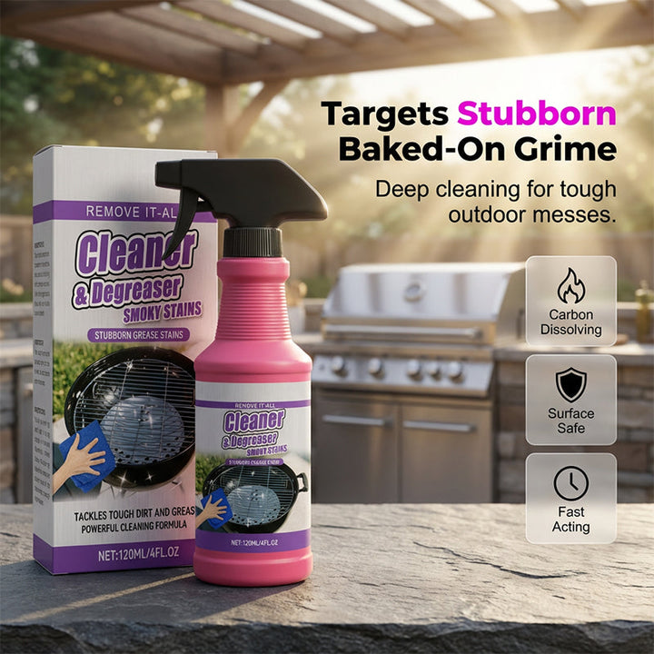 Pink spray bottle beside its purple and white retail box on a countertop.