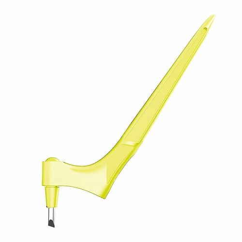 Yellow version of the swivel-blade craft knife on a plain white background, shown from the side with the blade pointing down. 13