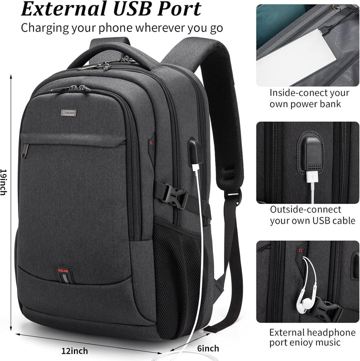 Water-Resistant Travel Laptop Backpack with USB Port & Organised Storage