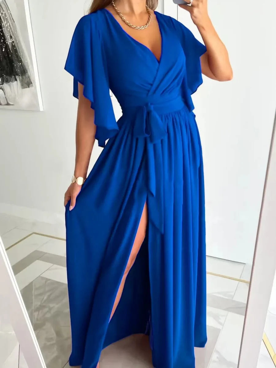 V-neck summer dress with bell sleeves - Sofia