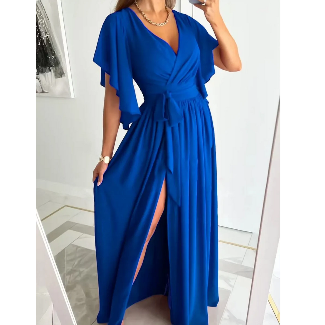 V-neck summer dress with bell sleeves - Sofia
