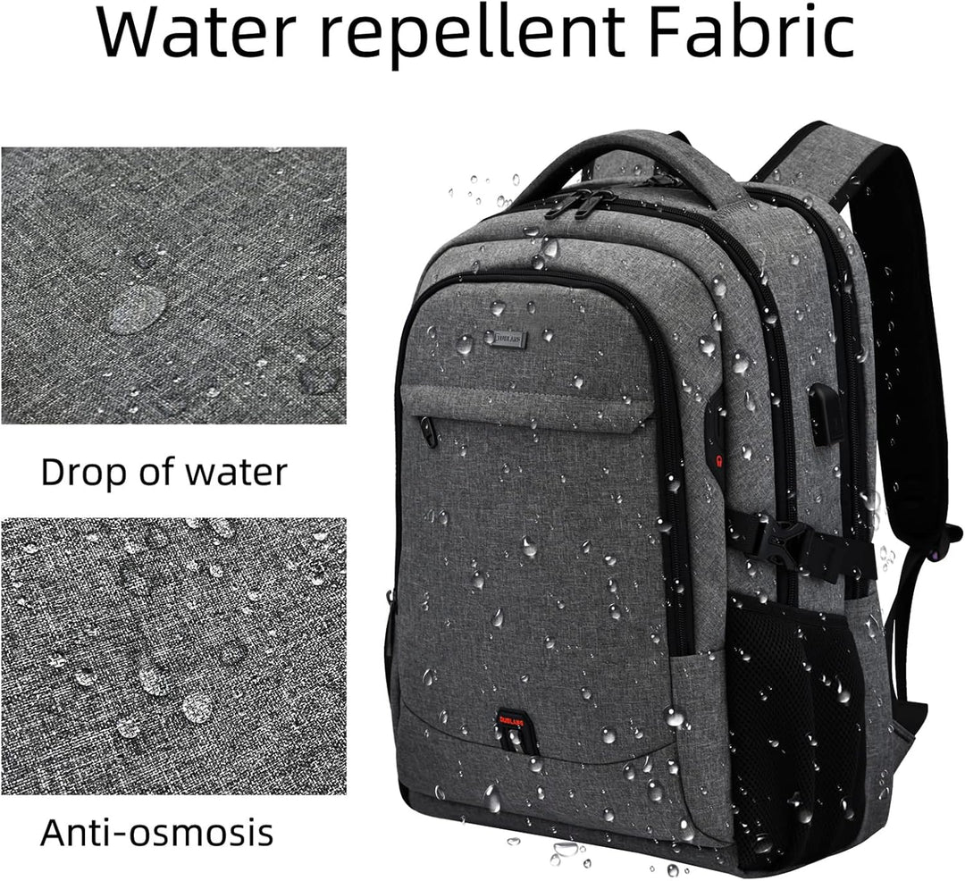 Water-Resistant Travel Laptop Backpack with USB Port & Organised Storage