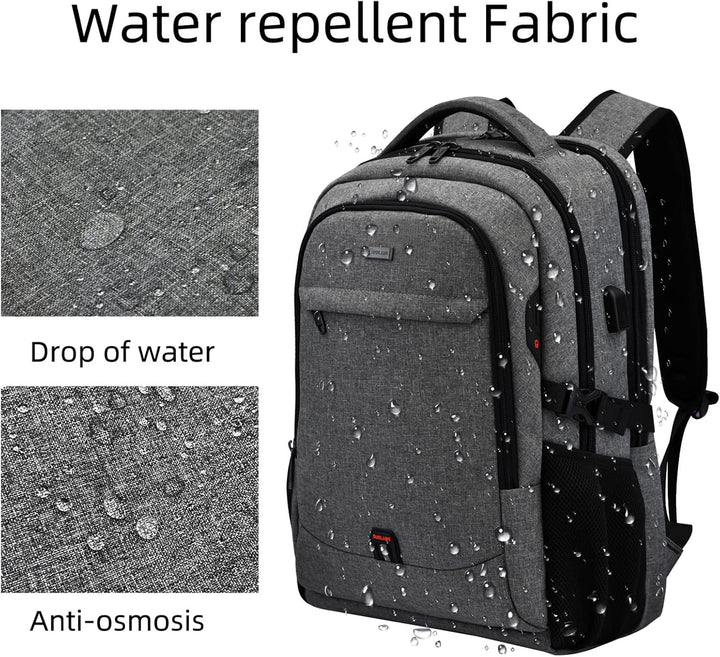 Water-Resistant Travel Laptop Backpack with USB Port & Organised Storage