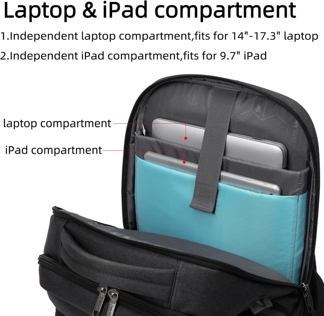 Water-Resistant Travel Laptop Backpack with USB Port & Organised Storage