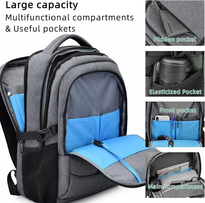 Water-Resistant Travel Laptop Backpack with USB Port & Organised Storage